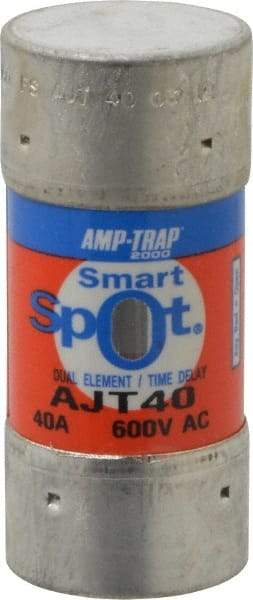 Ferraz Shawmut - 500 VDC, 600 VAC, 40 Amp, Time Delay General Purpose Fuse - Clip Mount, 2-3/8" OAL, 100 at DC, 200 at AC, 300 (Self-Certified) kA Rating, 1-1/16" Diam - Apex Tool & Supply