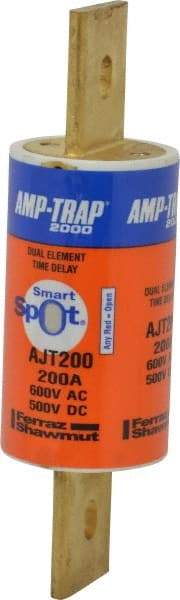 Ferraz Shawmut - 500 VDC, 600 VAC, 200 Amp, Time Delay General Purpose Fuse - Clip Mount, 5-3/4" OAL, 100 at DC, 200 at AC, 300 (Self-Certified) kA Rating, 1-5/8" Diam - Apex Tool & Supply