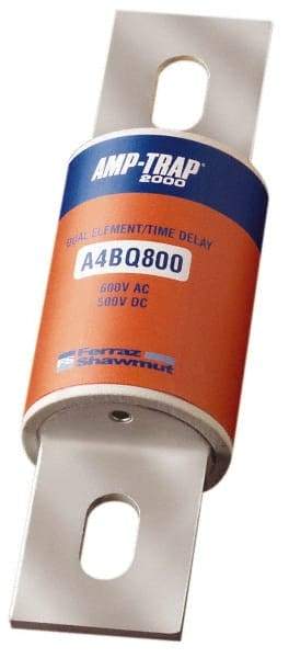 Ferraz Shawmut - 500 VDC, 600 VAC, 800 Amp, Time Delay General Purpose Fuse - Bolt-on Mount, 10-3/4" OAL, 100 at DC, 200 at AC, 300 (Self-Certified) kA Rating, 2-1/2" Diam - Apex Tool & Supply
