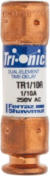 Ferraz Shawmut - 250 VAC/VDC, 0.1 Amp, Time Delay General Purpose Fuse - Clip Mount, 50.8mm OAL, 20 at DC, 200 at AC kA Rating, 9/16" Diam - Apex Tool & Supply