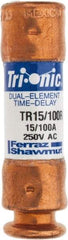 Ferraz Shawmut - 250 VAC/VDC, 0.15 Amp, Time Delay General Purpose Fuse - Clip Mount, 50.8mm OAL, 20 at DC, 200 at AC kA Rating, 9/16" Diam - Apex Tool & Supply