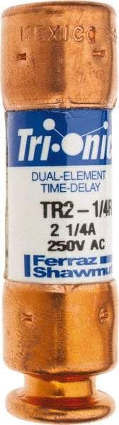 Ferraz Shawmut - 250 VAC/VDC, 2.25 Amp, Time Delay General Purpose Fuse - Clip Mount, 50.8mm OAL, 20 at DC, 200 at AC kA Rating, 9/16" Diam - Apex Tool & Supply