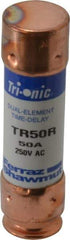 Ferraz Shawmut - 250 VAC/VDC, 50 Amp, Time Delay General Purpose Fuse - Clip Mount, 76.2mm OAL, 20 at DC, 200 at AC kA Rating, 13/16" Diam - Apex Tool & Supply