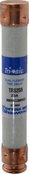 Ferraz Shawmut - 300 VDC, 600 VAC, 25 Amp, Time Delay General Purpose Fuse - Clip Mount, 127mm OAL, 20 at DC, 200 at AC kA Rating, 13/16" Diam - Apex Tool & Supply