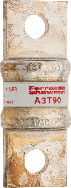 Ferraz Shawmut - 160 VDC, 300 VAC, 90 Amp, Fast-Acting General Purpose Fuse - Bolt-on Mount, 2-5/32" OAL, 200 at AC, 50 at DC kA Rating, 13/16" Diam - Apex Tool & Supply