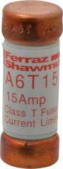 Ferraz Shawmut - 300 VDC, 600 VAC, 15 Amp, Fast-Acting General Purpose Fuse - Clip Mount, 1-1/2" OAL, 100 at DC, 200 at AC kA Rating, 9/16" Diam - Apex Tool & Supply