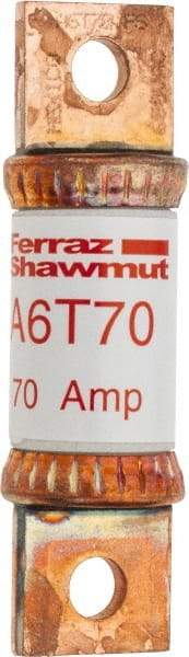 Ferraz Shawmut - 300 VDC & 600 VAC, 70 Amp, Fast-Acting General Purpose Fuse - Bolt-on Mount, 75mm OAL, 100 at DC, 200 at AC kA Rating, 13/16" Diam - Apex Tool & Supply