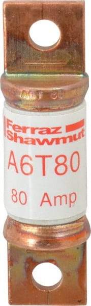 Ferraz Shawmut - 300 VDC & 600 VAC, 80 Amp, Fast-Acting General Purpose Fuse - Bolt-on Mount, 75mm OAL, 100 at DC, 200 at AC kA Rating, 13/16" Diam - Apex Tool & Supply