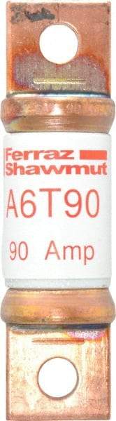 Ferraz Shawmut - 300 VDC & 600 VAC, 90 Amp, Fast-Acting General Purpose Fuse - Bolt-on Mount, 75mm OAL, 100 at DC, 200 at AC kA Rating, 13/16" Diam - Apex Tool & Supply