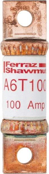 Ferraz Shawmut - 300 VDC & 600 VAC, 100 Amp, Fast-Acting General Purpose Fuse - Bolt-on Mount, 75mm OAL, 100 at DC, 200 at AC kA Rating, 13/16" Diam - Apex Tool & Supply