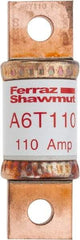 Ferraz Shawmut - 300 VDC, 600 VAC, 110 Amp, Fast-Acting General Purpose Fuse - Bolt-on Mount, 3-1/4" OAL, 100 at DC, 200 at AC kA Rating, 1-1/16" Diam - Apex Tool & Supply