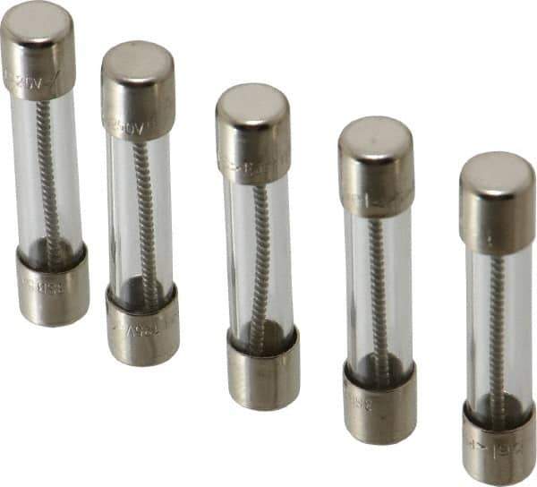 Ferraz Shawmut - 250 VAC, 5 Amp, Time Delay Miniature Glass Fuse - Clip Mount, 1-1/4" OAL, 1/4" Diam - Apex Tool & Supply
