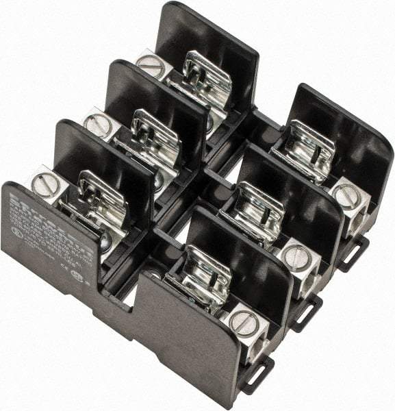 Ferraz Shawmut - 3 Pole, 14 to 2 AWG, 600 VAC/VDC, 30 Amp, DIN Rail Mount, Screw Mount Fuse Block - 3.9 Inch Long x 3.62 Inch Wide x 2.2 Inch High Block - Apex Tool & Supply