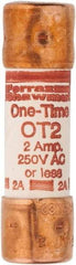 Ferraz Shawmut - 250 VAC/VDC, 2 Amp, Fast-Acting General Purpose Fuse - Clip Mount, 50.8mm OAL, 20 at DC, 50 at AC kA Rating, 9/16" Diam - Apex Tool & Supply