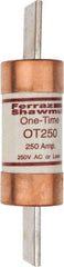 Ferraz Shawmut - 250 VAC/VDC, 250 Amp, Fast-Acting General Purpose Fuse - Clip Mount, 8-5/8" OAL, 20 at DC, 50 at AC kA Rating, 2-1/16" Diam - Apex Tool & Supply