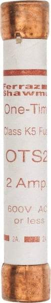 Ferraz Shawmut - 300 VDC, 600 VAC, 2 Amp, Fast-Acting General Purpose Fuse - Clip Mount, 127mm OAL, 20 at DC, 50 at AC kA Rating, 13/16" Diam - Apex Tool & Supply