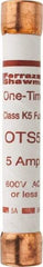 Ferraz Shawmut - 300 VDC, 600 VAC, 5 Amp, Fast-Acting General Purpose Fuse - Clip Mount, 127mm OAL, 20 at DC, 50 at AC kA Rating, 13/16" Diam - Apex Tool & Supply