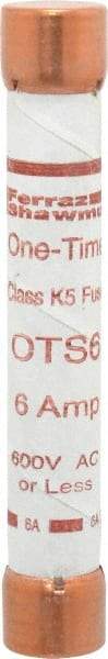 Ferraz Shawmut - 300 VDC, 600 VAC, 6 Amp, Fast-Acting General Purpose Fuse - Clip Mount, 127mm OAL, 20 at DC, 50 at AC kA Rating, 13/16" Diam - Apex Tool & Supply