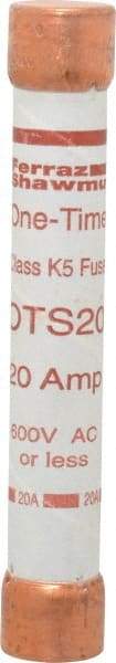 Ferraz Shawmut - 300 VDC, 600 VAC, 20 Amp, Fast-Acting General Purpose Fuse - Clip Mount, 127mm OAL, 20 at DC, 50 at AC kA Rating, 13/16" Diam - Apex Tool & Supply