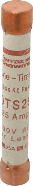 Ferraz Shawmut - 300 VDC, 600 VAC, 25 Amp, Fast-Acting General Purpose Fuse - Clip Mount, 127mm OAL, 20 at DC, 50 at AC kA Rating, 13/16" Diam - Apex Tool & Supply