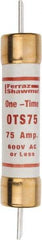 Ferraz Shawmut - 300 VDC, 600 VAC, 75 Amp, Fast-Acting General Purpose Fuse - Clip Mount, 7-7/8" OAL, 20 at DC, 50 at AC kA Rating, 1-5/16" Diam - Apex Tool & Supply