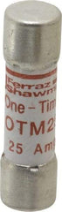 Ferraz Shawmut - 250 VAC, 25 Amp, Fast-Acting General Purpose Fuse - Clip Mount, 1-1/2" OAL, 10 at AC kA Rating, 13/32" Diam - Apex Tool & Supply
