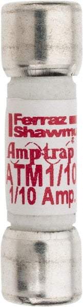 Ferraz Shawmut - 600 VAC/VDC, 0.1 Amp, Fast-Acting General Purpose Fuse - Clip Mount, 1-1/2" OAL, 100 at AC/DC kA Rating, 13/32" Diam - Apex Tool & Supply