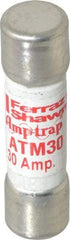 Ferraz Shawmut - 600 VAC/VDC, 30 Amp, Fast-Acting Midget Fuse - Clip Mount, 1-1/2" OAL, 100 at AC/DC kA Rating, 13/32" Diam - Apex Tool & Supply