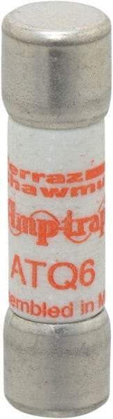 Ferraz Shawmut - 500 VAC, 6 Amp, Time Delay General Purpose Fuse - Clip Mount, 1-1/2" OAL, 10 at AC kA Rating, 13/32" Diam - Apex Tool & Supply