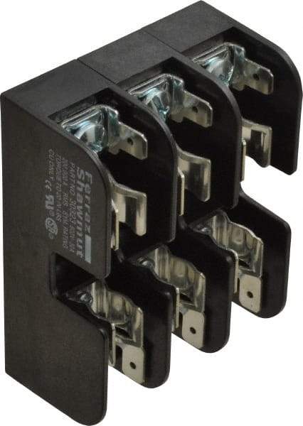 Ferraz Shawmut - 3 Pole, 10 to 14 AWG, 600 VAC/VDC, 30 Amp, DIN Rail Mount, Screw Mount Fuse Block - 13/32 Inch Diameter x 1-1/2 Inch Fuse Length, 3.04 Inch Long x 2.35 Inch Wide x 1.31 Inch High Block - Apex Tool & Supply