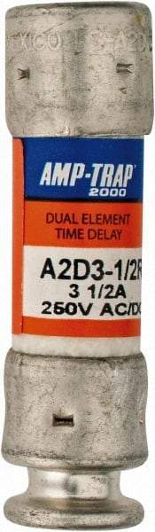 Ferraz Shawmut - 250 VAC/VDC, 3.5 Amp, Time Delay General Purpose Fuse - Clip Mount, 51mm OAL, 100 at DC, 200 at AC kA Rating, 9/16" Diam - Apex Tool & Supply