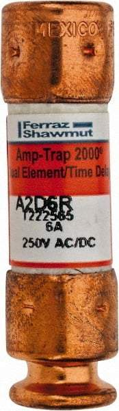 Ferraz Shawmut - 250 VAC/VDC, 6 Amp, Time Delay General Purpose Fuse - Clip Mount, 51mm OAL, 100 at DC, 200 at AC kA Rating, 9/16" Diam - Apex Tool & Supply