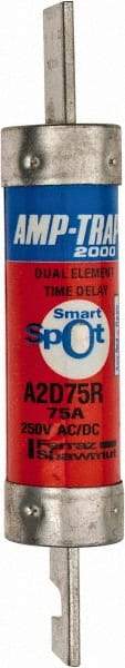 Ferraz Shawmut - 250 VAC/VDC, 75 Amp, Time Delay General Purpose Fuse - Clip Mount, 5-7/8" OAL, 100 at DC, 200 at AC kA Rating, 1-1/16" Diam - Apex Tool & Supply