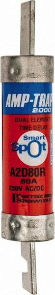 Ferraz Shawmut - 250 VAC/VDC, 80 Amp, Time Delay General Purpose Fuse - Clip Mount, 5-7/8" OAL, 100 at DC, 200 at AC kA Rating, 1-1/16" Diam - Apex Tool & Supply