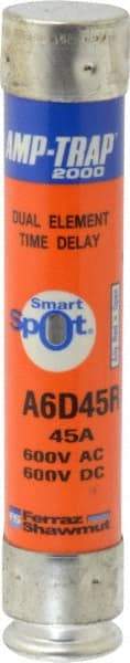 Ferraz Shawmut - 600 VAC/VDC, 45 Amp, Time Delay General Purpose Fuse - Clip Mount, 5-1/2" OAL, 100 at DC, 200 at AC kA Rating, 1-1/16" Diam - Apex Tool & Supply