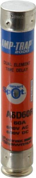 Ferraz Shawmut - 600 VAC/VDC, 60 Amp, Time Delay General Purpose Fuse - Clip Mount, 5-1/2" OAL, 100 at DC, 200 at AC kA Rating, 1-1/16" Diam - Apex Tool & Supply