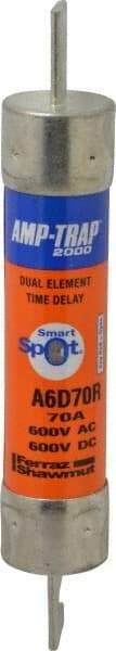 Ferraz Shawmut - 600 VAC/VDC, 70 Amp, Time Delay General Purpose Fuse - Clip Mount, 7-7/8" OAL, 100 at DC, 200 at AC kA Rating, 1-5/16" Diam - Apex Tool & Supply