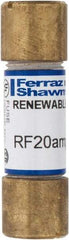 Ferraz Shawmut - 250 VAC, 20 Amp, Fast-Acting Renewable Fuse - Clip Mount, 51mm OAL, 10 at AC kA Rating, 9/16" Diam - Apex Tool & Supply