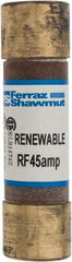 Ferraz Shawmut - 250 VAC, 45 Amp, Fast-Acting Renewable Fuse - Clip Mount, 76mm OAL, 10 at AC kA Rating, 13/16" Diam - Apex Tool & Supply