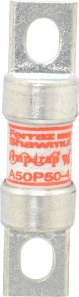Ferraz Shawmut - 450 VDC, 500 VAC, 50 Amp, Fast-Acting Semiconductor/High Speed Fuse - Bolt-on Mount, 3-3/16" OAL, 100 at AC, 79 at DC kA Rating, 13/16" Diam - Apex Tool & Supply