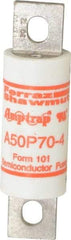 Ferraz Shawmut - 450 VDC, 500 VAC, 70 Amp, Fast-Acting Semiconductor/High Speed Fuse - Bolt-on Mount, 3-5/8" OAL, 100 at AC, 79 at DC kA Rating, 1" Diam - Apex Tool & Supply