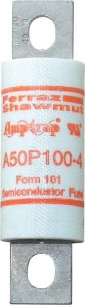 Ferraz Shawmut - 450 VDC, 500 VAC, 100 Amp, Fast-Acting Semiconductor/High Speed Fuse - Bolt-on Mount, 3-5/8" OAL, 100 at AC, 79 at DC kA Rating, 1" Diam - Apex Tool & Supply