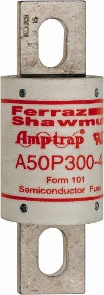 Ferraz Shawmut - 450 VDC, 500 VAC, 300 Amp, Fast-Acting Semiconductor/High Speed Fuse - Bolt-on Mount, 4-11/32" OAL, 100 at AC, 79 at DC kA Rating, 1-1/2" Diam - Apex Tool & Supply