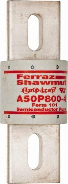 Ferraz Shawmut - 450 VDC, 500 VAC, 800 Amp, Fast-Acting Semiconductor/High Speed Fuse - Bolt-on Mount, 6-15/32" OAL, 100 at AC, 79 at DC kA Rating, 2-1/2" Diam - Apex Tool & Supply
