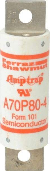 Ferraz Shawmut - 650 VDC, 700 VAC, 80 Amp, Fast-Acting Semiconductor/High Speed Fuse - Bolt-on Mount, 4-3/8" OAL, 100 at AC/DC kA Rating, 31mm Diam - Apex Tool & Supply