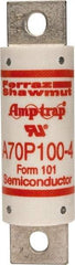 Ferraz Shawmut - 650 VDC, 700 VAC, 100 Amp, Fast-Acting Semiconductor/High Speed Fuse - Bolt-on Mount, 4-3/8" OAL, 100 at AC/DC kA Rating, 31mm Diam - Apex Tool & Supply
