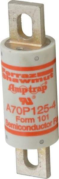 Ferraz Shawmut - 650 VDC, 700 VAC, 125 Amp, Fast-Acting Semiconductor/High Speed Fuse - Bolt-on Mount, 5-3/32" OAL, 100 at AC/DC kA Rating, 1-1/2" Diam - Apex Tool & Supply