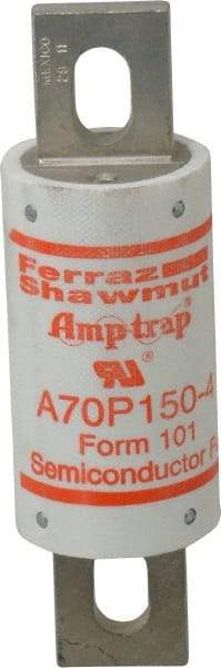 Ferraz Shawmut - 650 VDC, 700 VAC, 150 Amp, Fast-Acting Semiconductor/High Speed Fuse - Bolt-on Mount, 5-3/32" OAL, 100 at AC/DC kA Rating, 1-1/2" Diam - Apex Tool & Supply