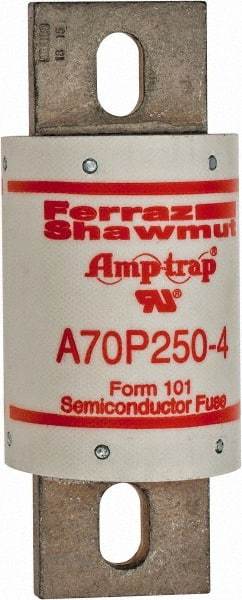 Ferraz Shawmut - 650 VDC, 700 VAC, 250 Amp, Fast-Acting Semiconductor/High Speed Fuse - Bolt-on Mount, 5-3/32" OAL, 100 at AC/DC kA Rating, 2" Diam - Apex Tool & Supply