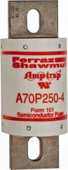 Ferraz Shawmut - 650 VDC, 700 VAC, 250 Amp, Fast-Acting Semiconductor/High Speed Fuse - Bolt-on Mount, 5-3/32" OAL, 100 at AC/DC kA Rating, 2" Diam - Apex Tool & Supply